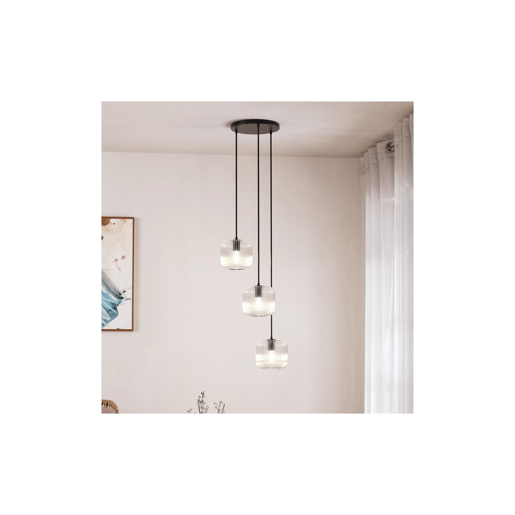HOME DELUXE Tischlampe aus Glas LILY - Transparent Tischleuchte Tischlicht Schreibtischlampe kleine Tischlampe, Design Tischlampe, moderne Tischlampe