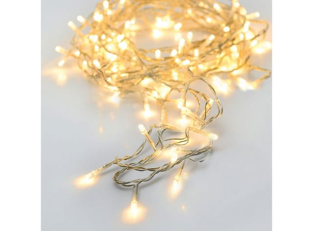 Multifunktionale batteriebetriebene Girlande, 24 LEDs, transparentes Kabel, warmweißes Licht, 2,30 m