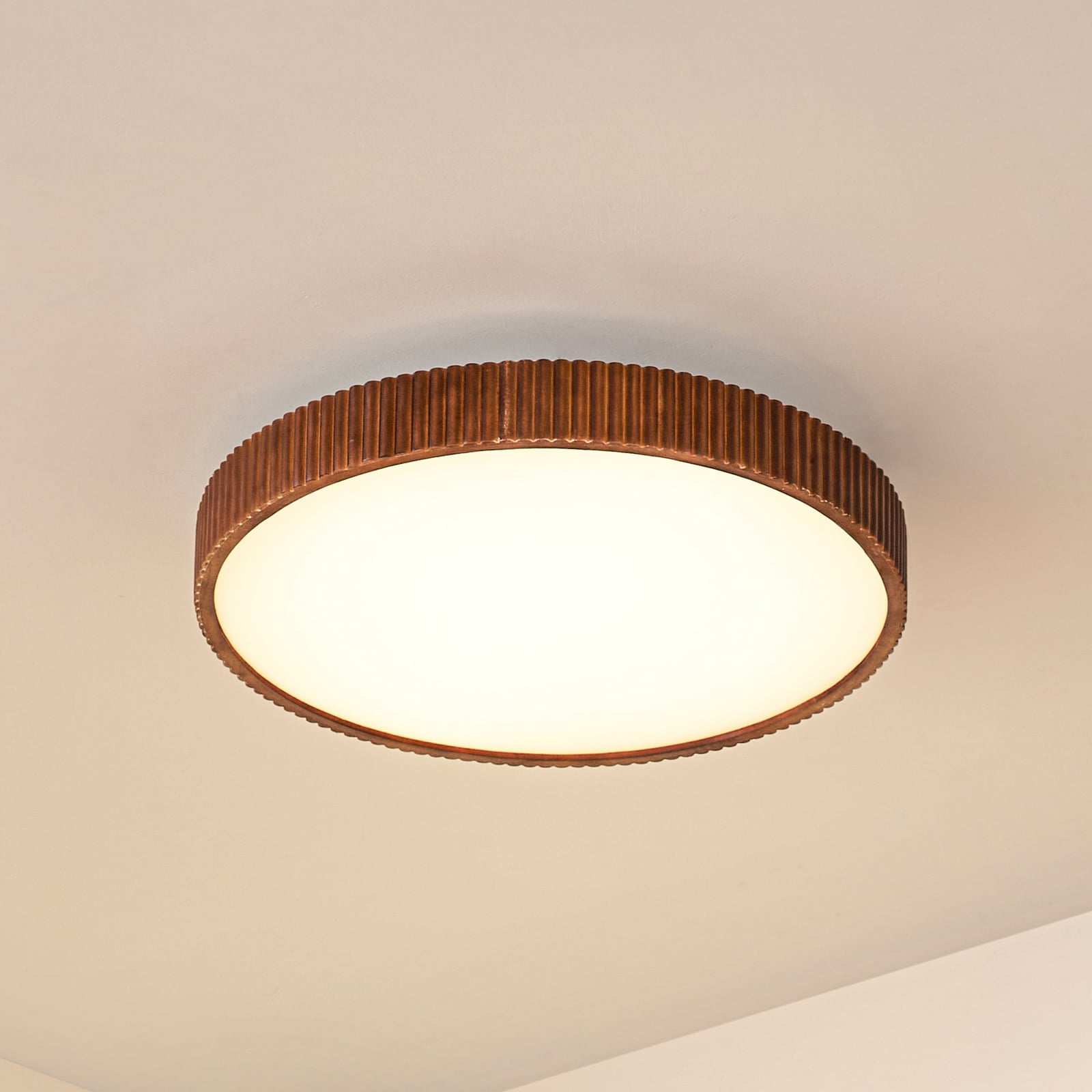 [gebraucht] B-ware Lindby Deckenleuchte Deckenlampe Led Velua Fernbedienung Weiß Holz Dunkel Cct