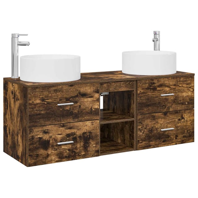 Maison Exclusive - Badezimmermöbel-set 3 Stk. Geräucherte Eiche 1