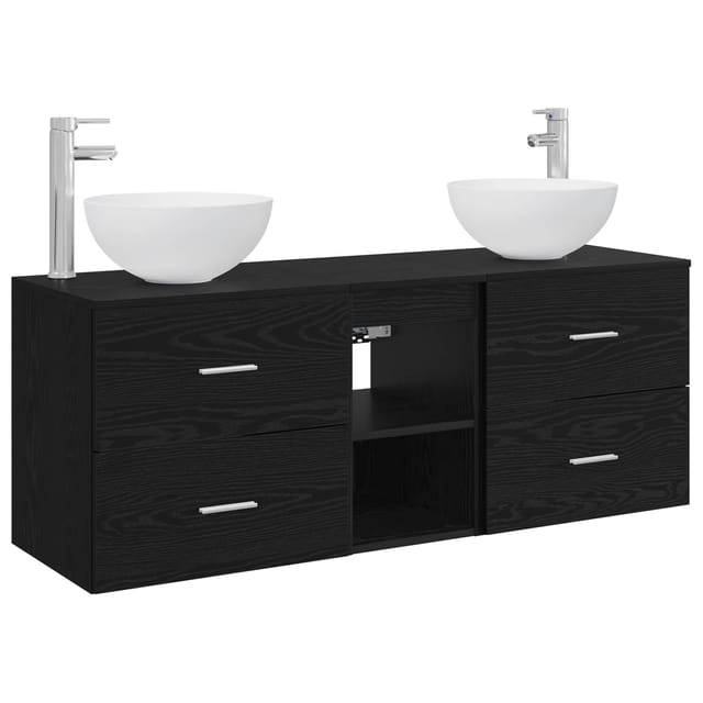 Maison Exclusive - Badezimmerschrank-set 3 Stk. Schwarze Eiche 12
