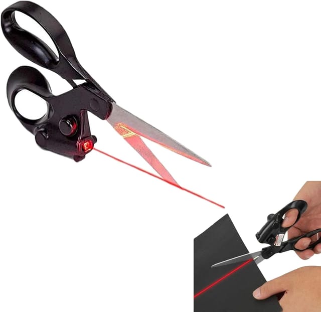 Laser Schere Mit Führungslinie - Schneidet Perfekt Gerade Linien, Edelstahl Klinge, Ergonomischer Griff (22 Cm) - Ideal Für Nähen, Basteln, Küche, Handwerk