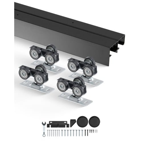 Schiebetür-beschlagschienensatz Schiebetürsystem 1219 Mm, Doppelschienen Schiebetürsystem Aus Aluminiumlegierung, Passende Türbreite 622 Mm X 2, Schiebetürbeschlag 68 Kg Belastbar