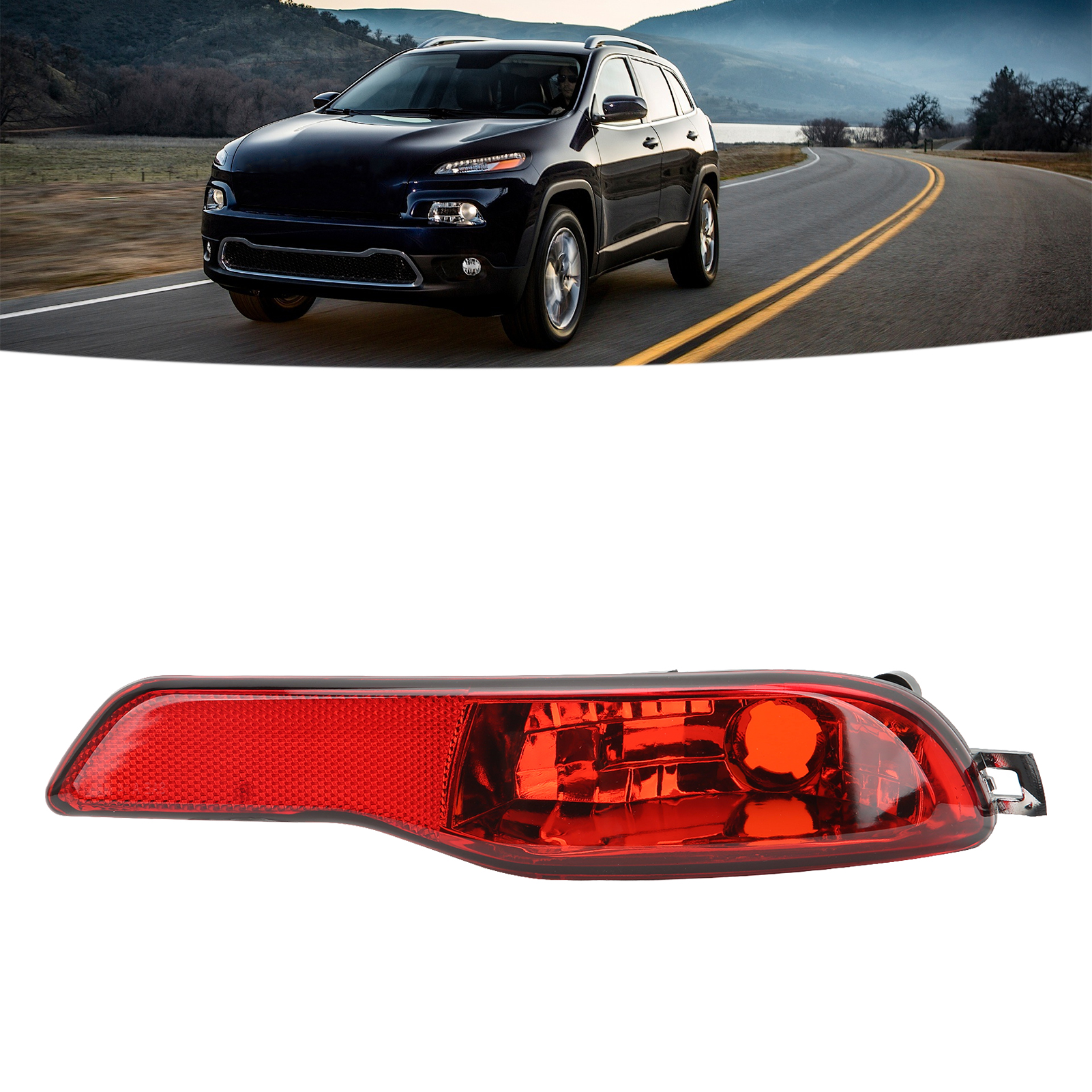 Reflektorleiste Für Die Hintere Stoßstange, Nebelschlussleuchtengehäuse Ohne Leuchtmittel, Kompatibel Mit Jeep Cherokee Kl 2014-2018 (glühbirnenversion) Rechte Seite.