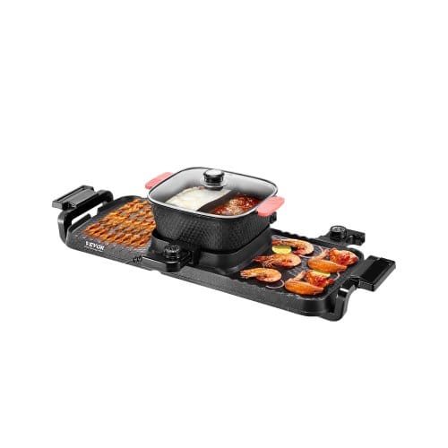 Hot Pot 2300 W 2 In 1 Elektrischer Rauchfreier Grill Abnehmbarer Shabu-shabu-topf Mit Antihaft-pfanne, Separate Doppelte Temperaturregelung, Koreanischer Indoor Bbq Grill Für 1–6 Personen