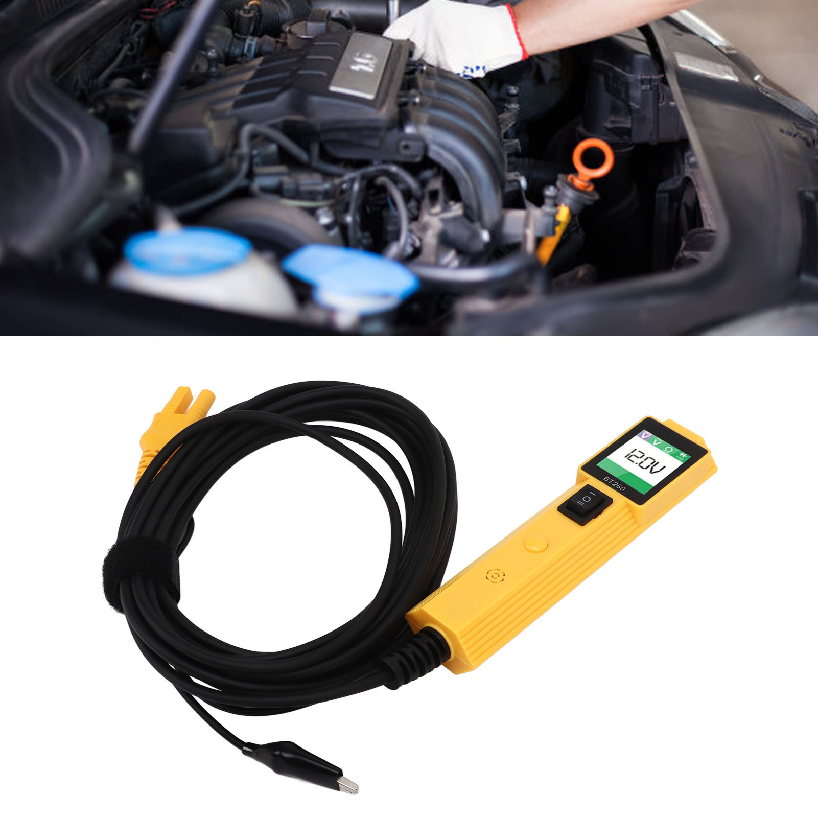 Bt260 Kfz-elektrik-prüfgerät, Elektrisches Diagnosegerät Mit Tft-bildschirm Und 10 Meter Langem Prüfkabel. Geeignet Zur Diagnose Aller Kfz-elektriksysteme Von 6 V Bis 30 V.