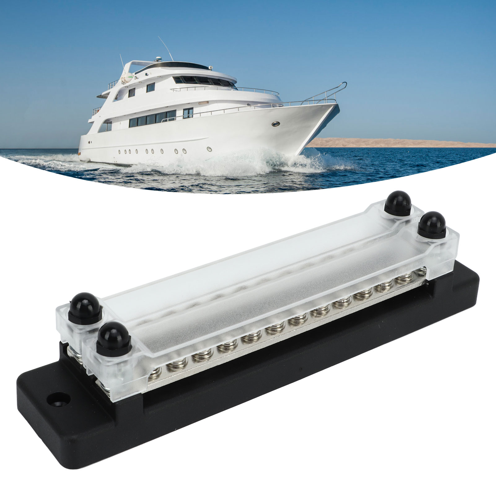 Hochstrom-150-a-12-kanal-doppelreihen-sammelschiene, 12–48 V Dc / 110–300 V Ac, Mit 28 Klemmen (cp-3025) Für Wohnmobile Und Yachten