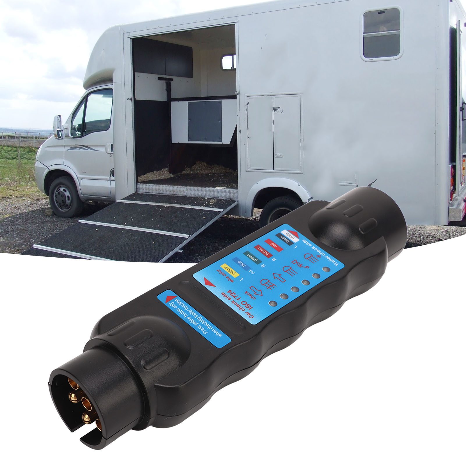 12v 7-poliger Anhänger-verkabelungsprüfer, Komplettes Set Mit 7-loch-stecker Und 7-loch-buchse Für Anhänger, Wohnwagen, Pferdeanhänger, Fahrradträger Usw. (cp-0998) (batterien Nicht Enthalten).