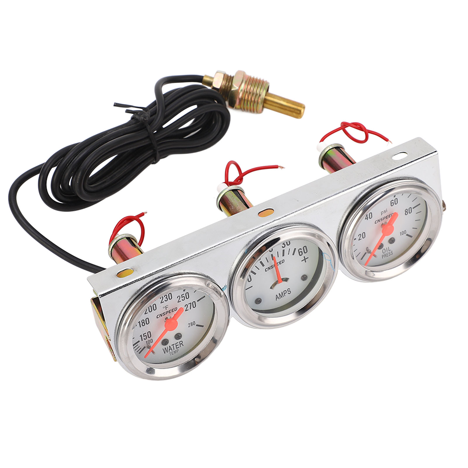 52 Mm (2 Zoll) 12-v-universal-messgerät-set Für Die Kfz-nachrüstung – Weiße Oberfläche – Hydraulikdruck, Wassertemperatur, Stromstärke – Dreifach-kombinationsinstrument Mit Sensor