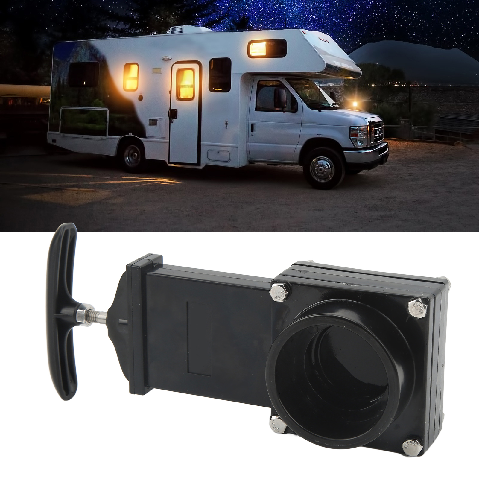 Umbauteile Für Wohnmobile/wohnwagen: 50-mm-ablassventil Mit 60-mm-außengewinde, Ventilgriff, Wassertank, Toilettenablauf (010121)