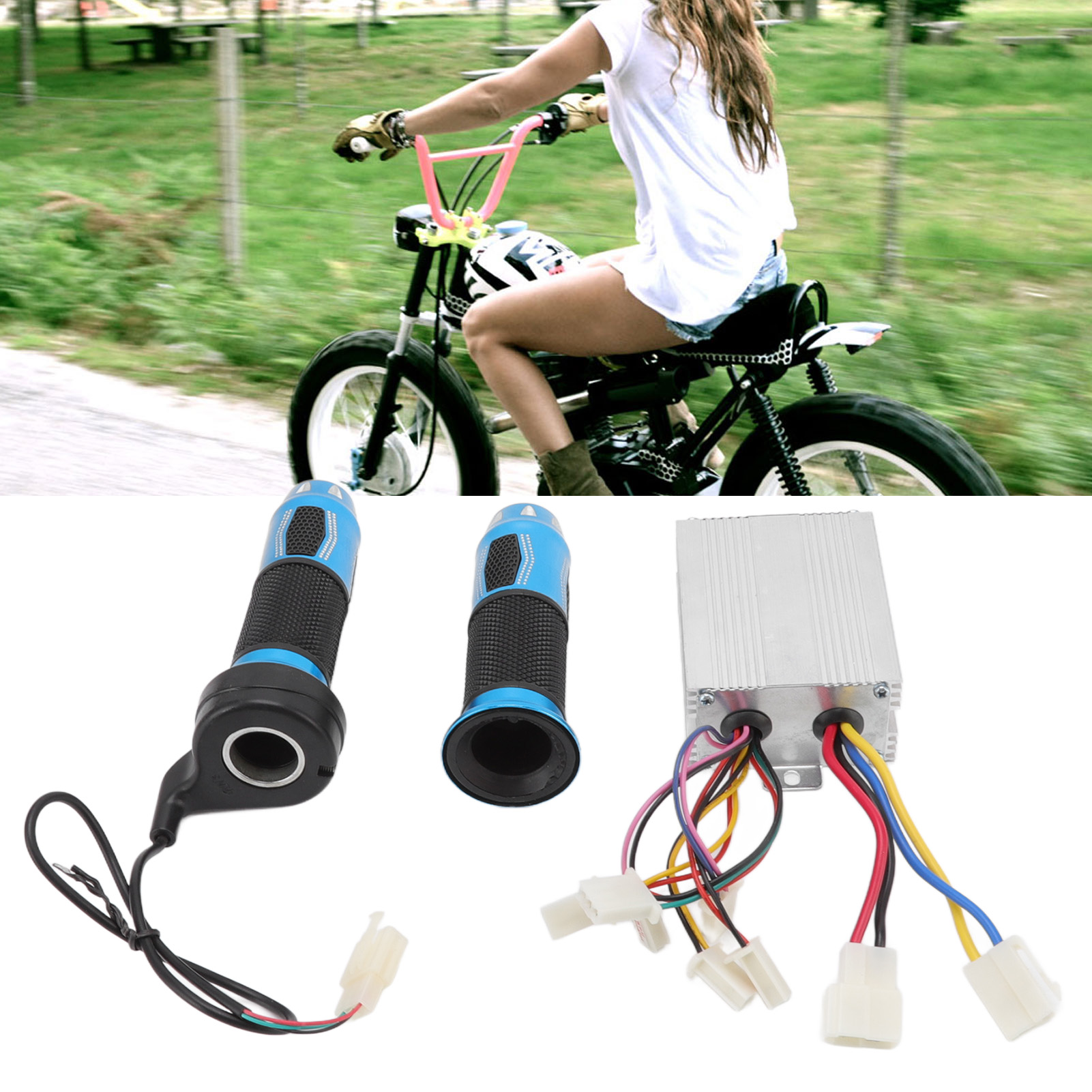 12v 500w Bürstenmotor-controller + Blaues Gasgriff-kit Für Mini-elektroroller