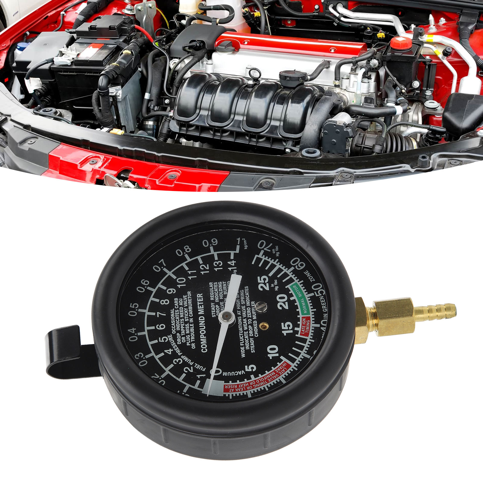 Das Vakuummeter Tu-1 Mit 14 Mm Und 18 Mm Verteileranschlüssen Ist Für Die Meisten Fahrzeuge Geeignet (lieferung Inklusive Luftpolsterfolie).