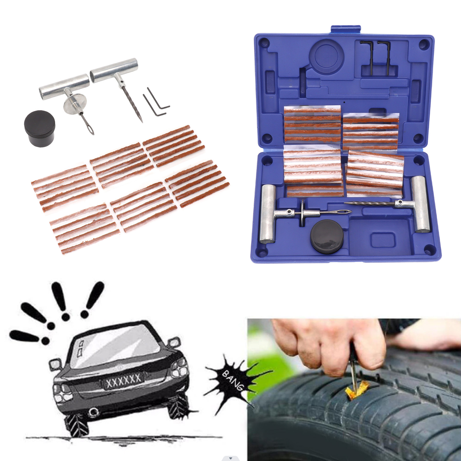 Robustes 35-teiliges Universal-reifenreparaturset Für Platte Reifen. Geeignet Für Pkw, Lkw, Motorräder Und Quads.