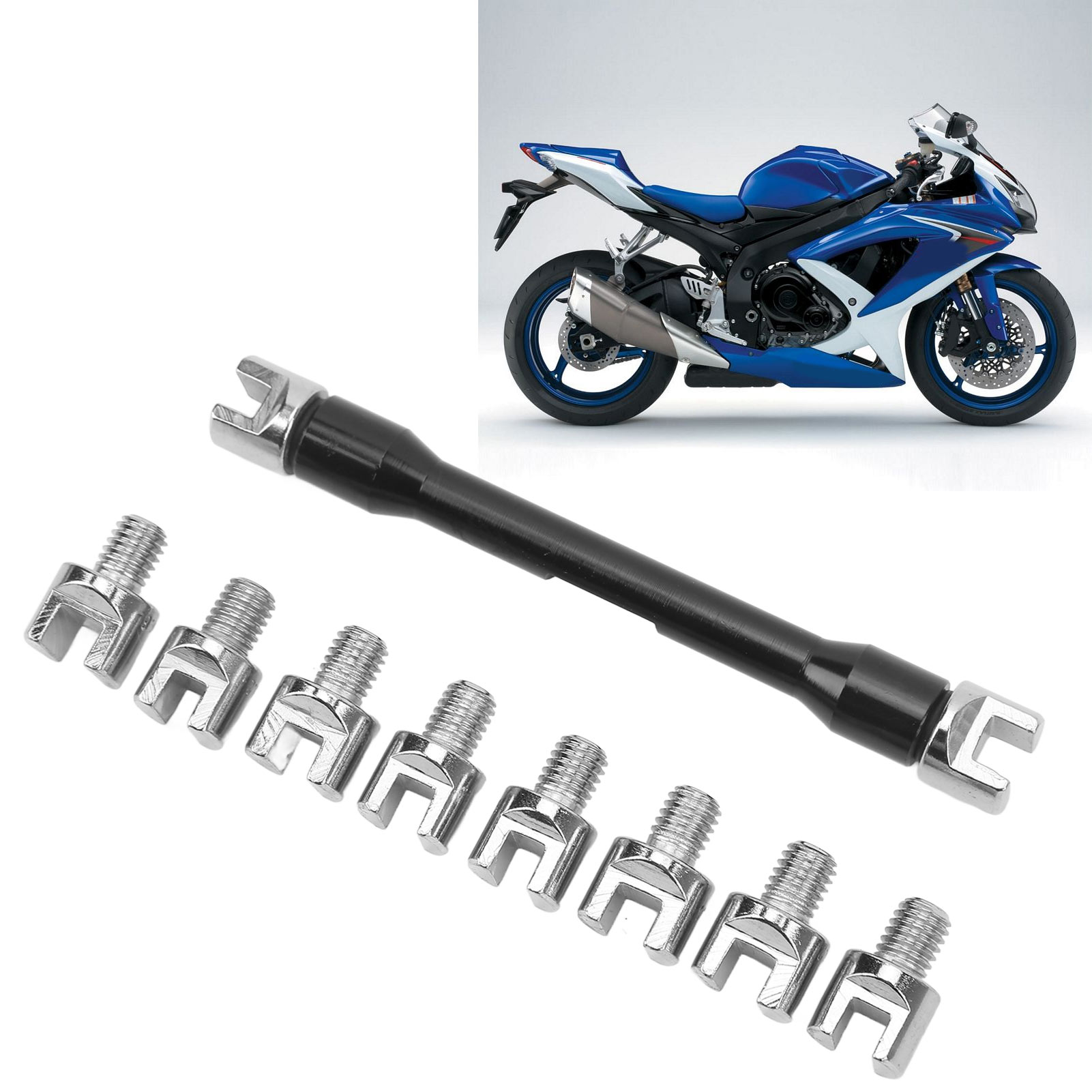 Schwarzer Motorrad-speichenschlüsselsatz Mit 10 Austauschbaren Bits (5,0-6,8 Mm).
