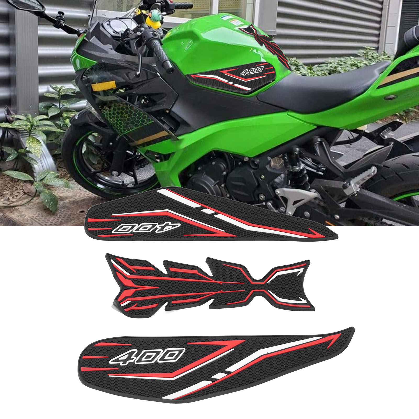 Modifizierte Tankaufkleber Mit Anti-rutsch-design Und Chevron-muster, Passend Für Die Kawasaki Ninja 400 Z400 (2018-2020).