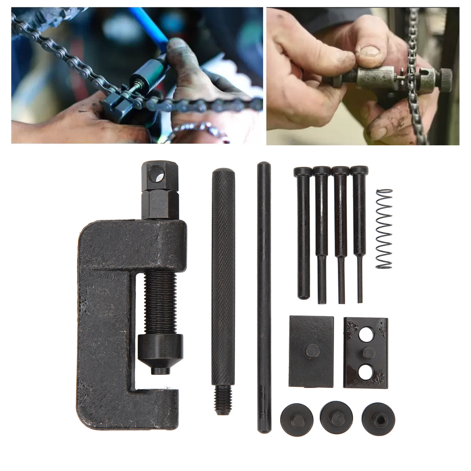Werkzeugsatz Zum Auskuppeln Und Vernieten Von Ketten Für Die Reparatur Von Kraftfahrzeugen Und Motorrädern, Geeignet Für Die Meisten Getriebe- Oder Steuerketten Von 35 Bis 630 (vt01420).