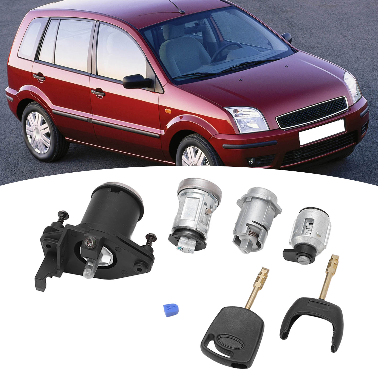 Oem-teilenummer: 1479660 Zündschloss + Türschloss + Zwei Schlüssel Für Ford Fiesta Mk5 Fusion