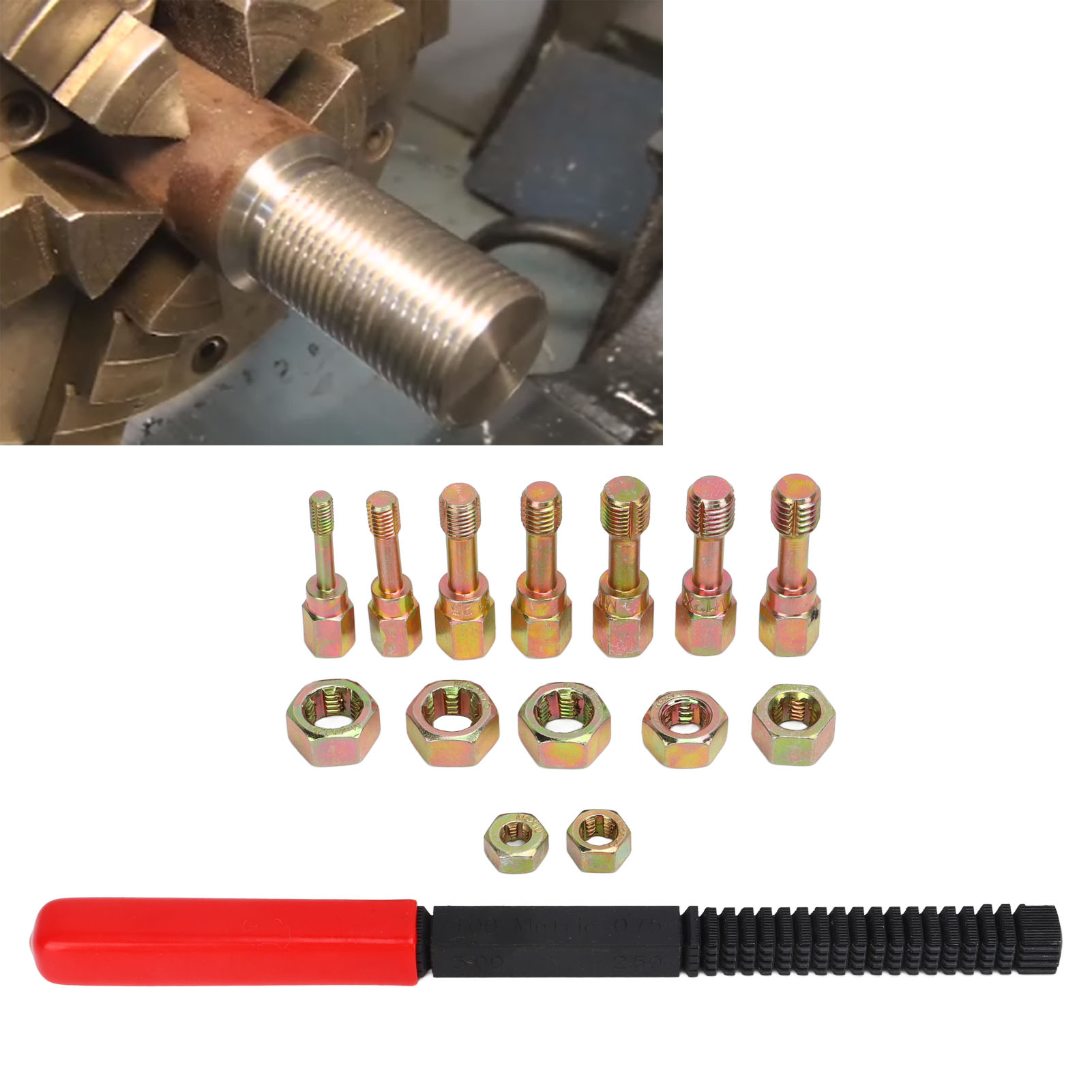 15-teiliges Set Für Metrische Gewinde, Nachschneidwerkzeuge, Hochleistungsgewindebohrer Und Schneideisenreparatur (wird Mit 3 Lagen Luftpolsterfolie Geliefert).