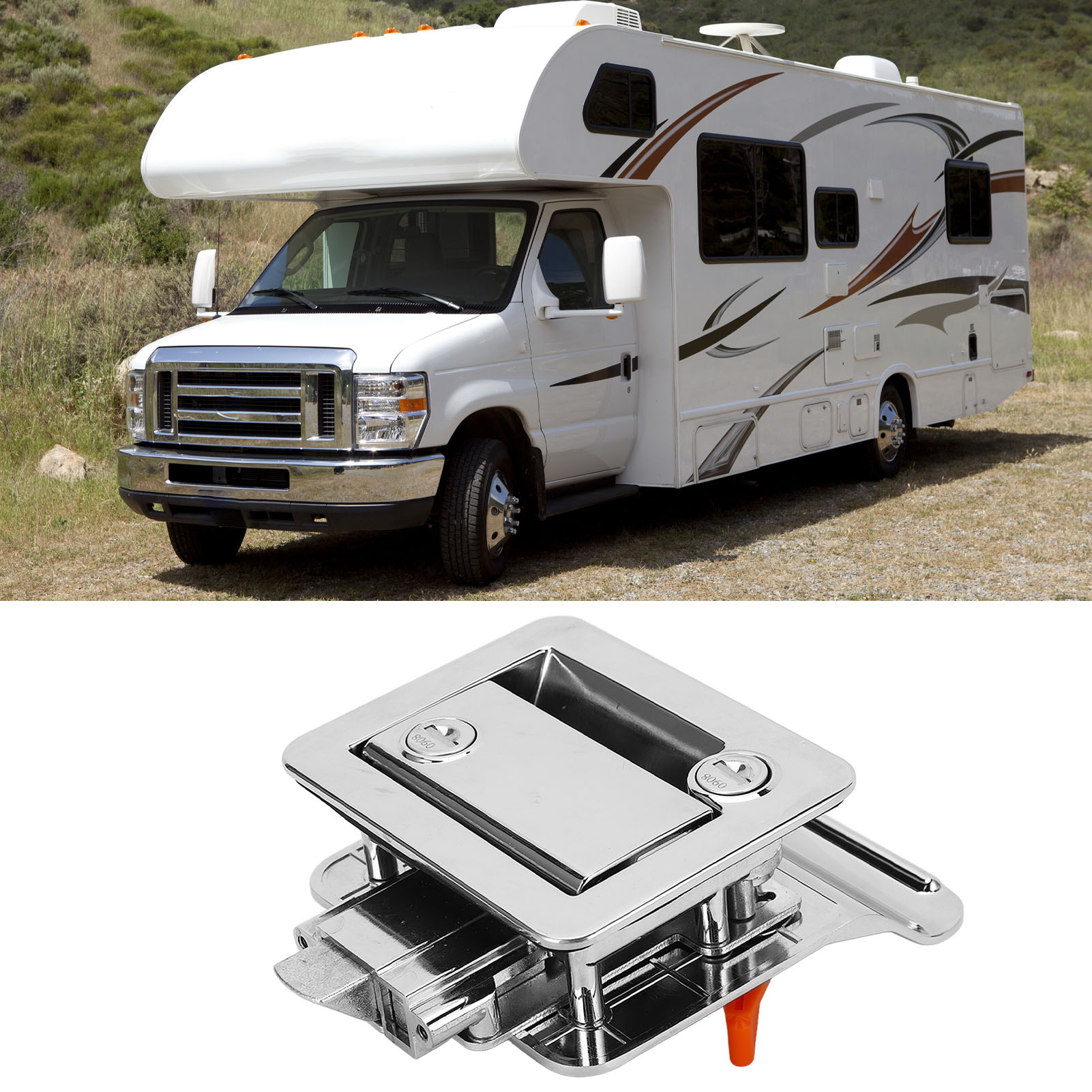 Verchromtes Metall-türschloss Für Wohnmobile, Geeignet Für Ausgebaute Transporter, Mit 2 Schlüsseln Für Ausgebaute Transporter, Nur Für Anhängertüren (referenz: Ysgm-1010)