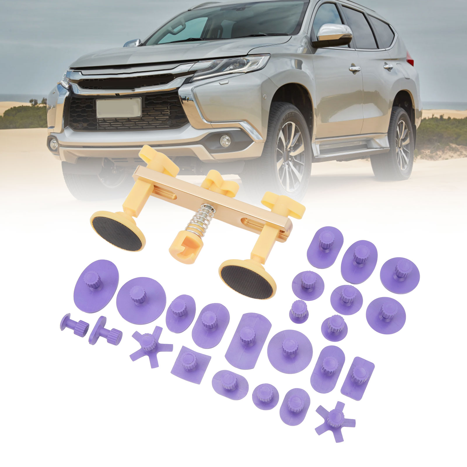 Werkzeugset Zur Reparatur Von Fahrzeugbeulen: Auszieher Und Ausziehwerkzeug-set (referenz: Gelber Auszieher + 24-teiliges Violettes Set)