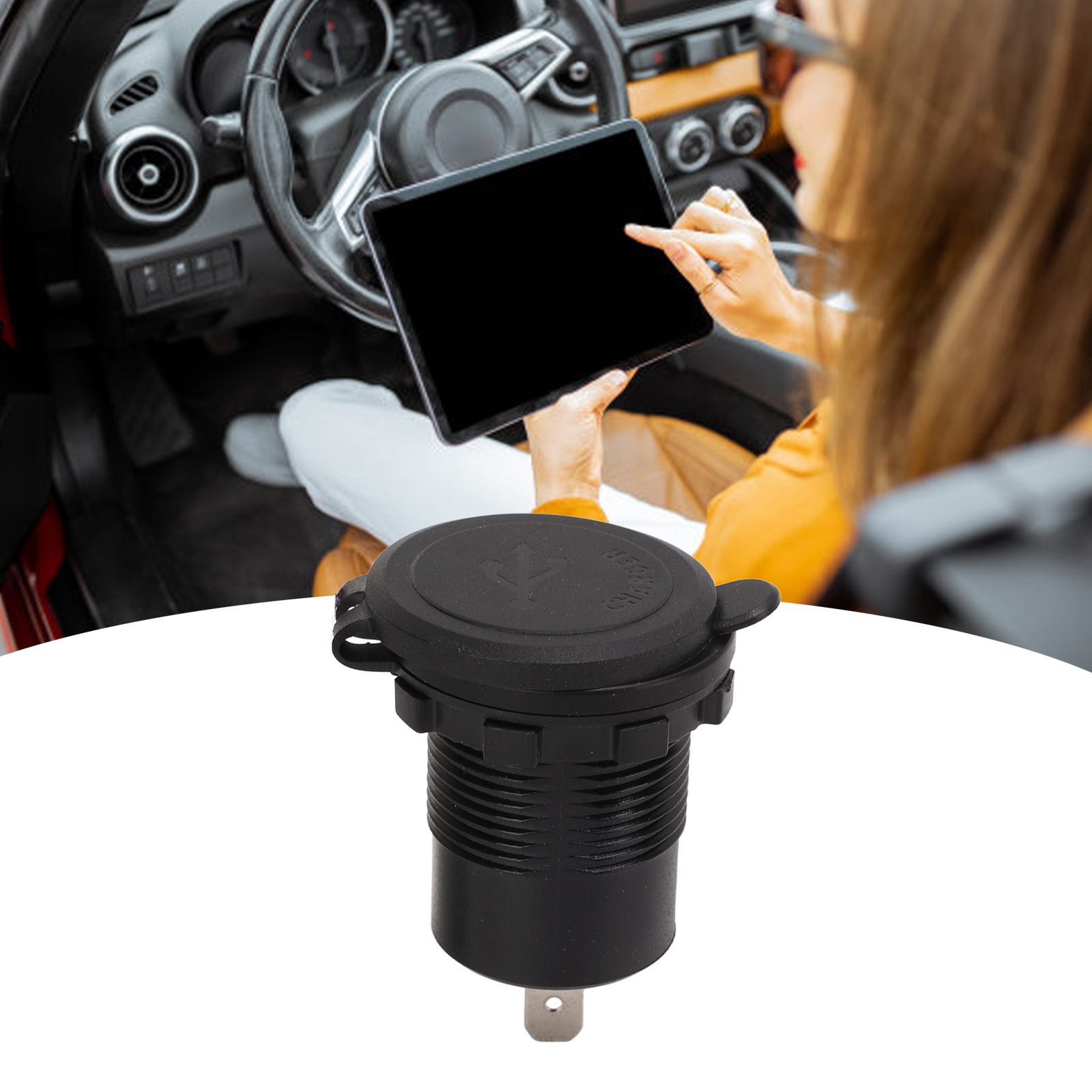 Modifiziertes Autoladegerät Mit 2 Usb-anschlüssen, Qc3.0-anschluss, Universelles Autoladegerät Mit Druckknopfschalter (blaue Leuchte).