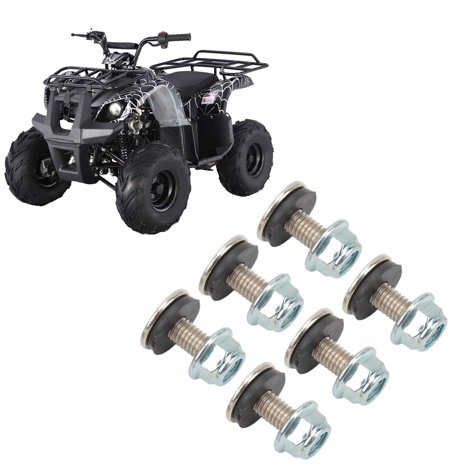 16-teiliges Befestigungsset Aus M6-kunststoffschrauben, Unterlegscheiben Und Muttern Für Kotflügel Von 50-125 Cm³ Quads