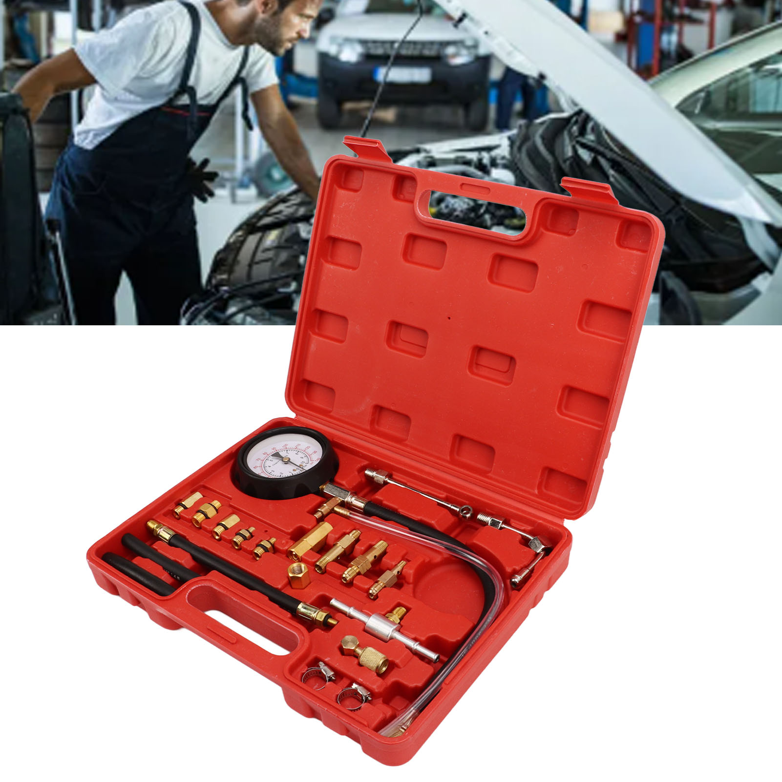 Kraftstoffdruckprüfer 0-140 Psi, Kraftstoffeinspritzpumpen-druckprüfer, Druckdiagnose-messgerät-set (referenz: Tu-114)