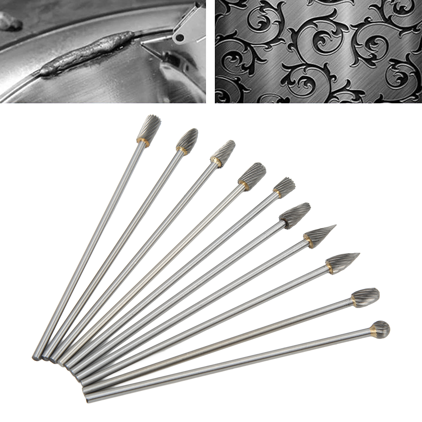 Satz Rotierender Hartmetallfeilen, Griffdurchmesser: 3 Mm, Spitzendurchmesser: 6 Mm, Grifflänge: 100 Mm. Geeignet Zum Polieren Von Oberflächen In Der Luft- Und Raumfahrt-, Automobil- Und Schifffahrtsi