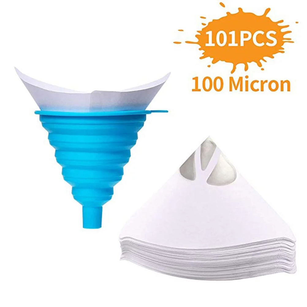 [yuexinghui] 100 Papiertrichter Zum Farbmischen, Großer Silikontrichter, Autolackfilter, Farbsieb, Konisches Papier (100 Papiertrichter + 1 Silikontrichter)
