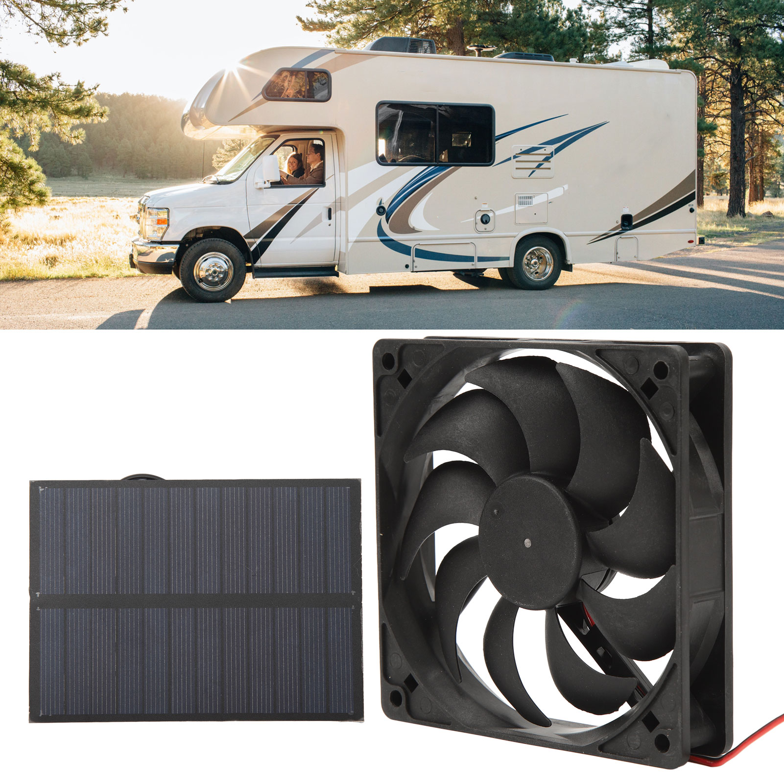 12v 3w Monokristallines Silizium-solarpanel Mit 4,72-zoll-lüfter, Geeignet Zur Kühlung Und Belüftung Von Wohnmobilen Und Campern (ohne Energiespeicherfunktion).