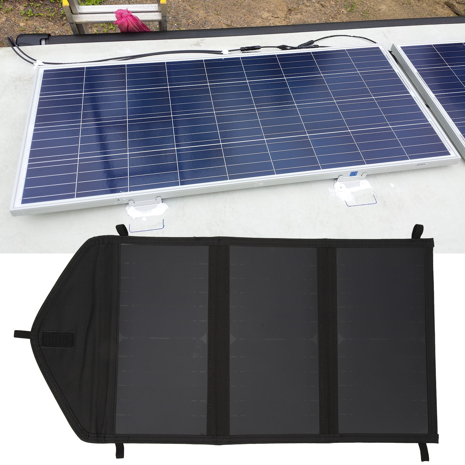 30-watt-monokristallines Silizium-solarpanel, Faltbares Solarpanel, Batterieladegerät Mit Zwei Usb-anschlüssen Und Einer Obd2-buchse Zum Laden Von Autos Und Wohnmobilen.