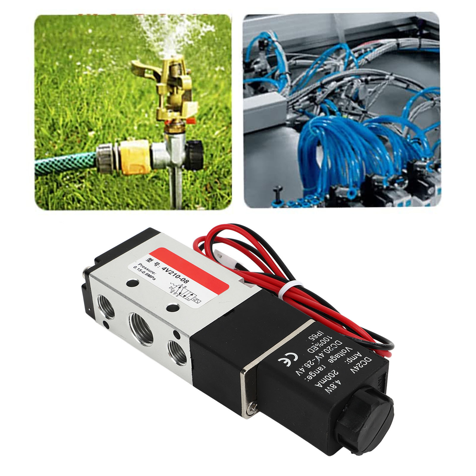 Pneumatisches Magnetventil Rih 4v210-08 Mit Einzelspule, Vorgesteuert, 2 Positionen, 5-poliger Stecker