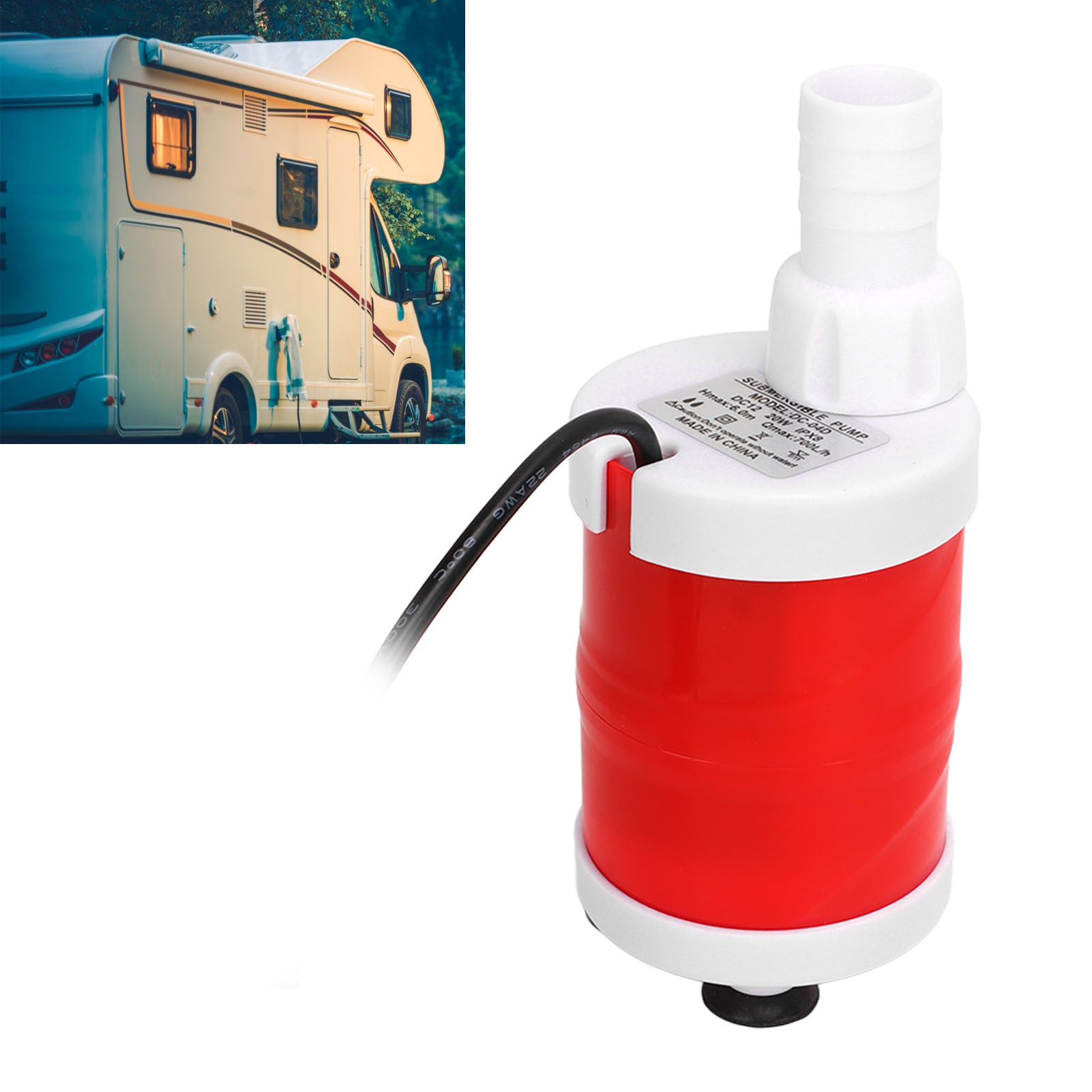 Multifunktionale, Tragbare 12-v-gleichstrom-tauchpumpe Für Wohnmobile, 700 L/h, Druckerhöhungspumpe + Kfz-zigarettenanzünderadapter