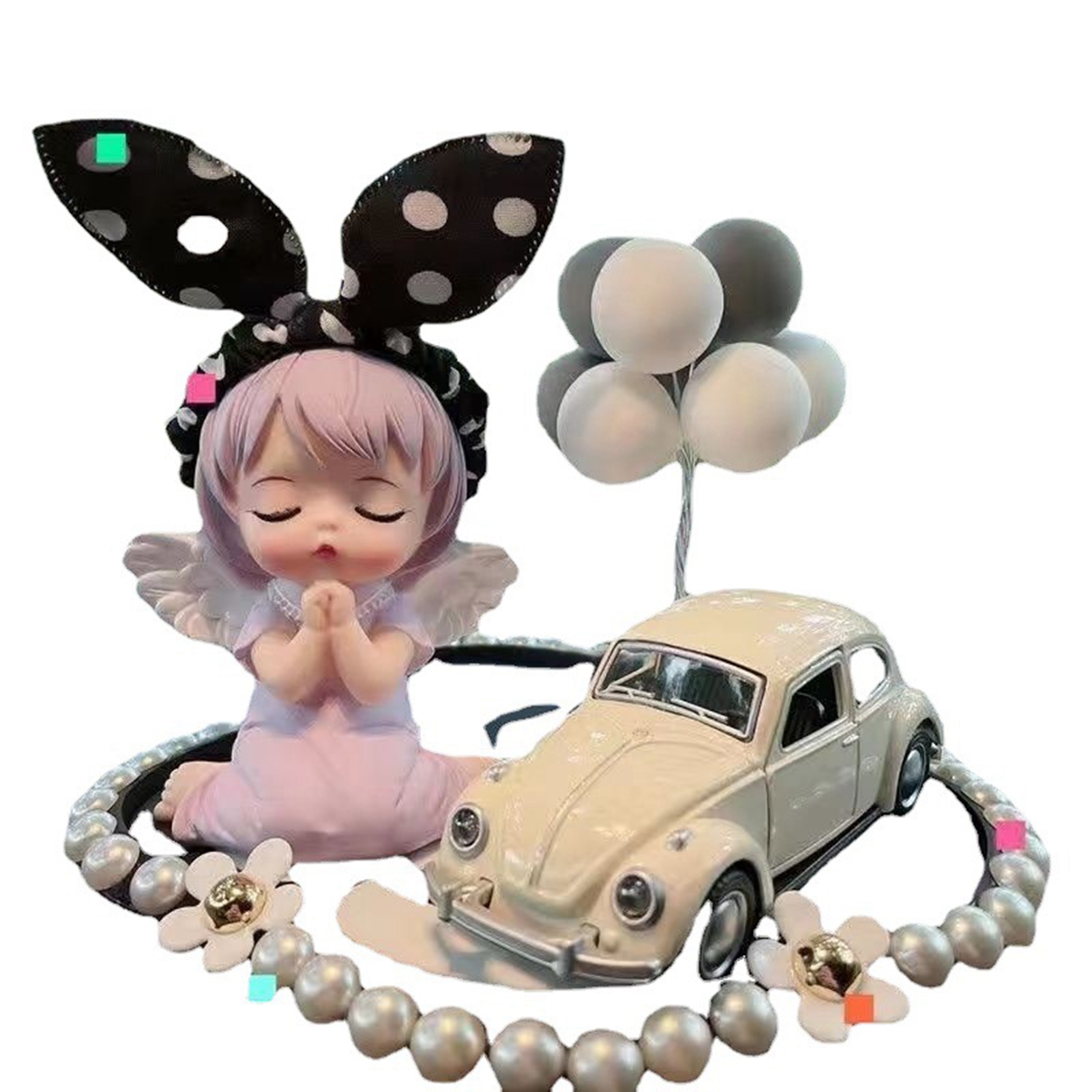 (exklusiv Für Südostasien) Niedliche Auto-ornamente, Auto-dekorationen, Trendige Auto-accessoires, Lufterfrischer, Annie Lila/weiße Auto-/perlkamelie/graue Ballonmatte