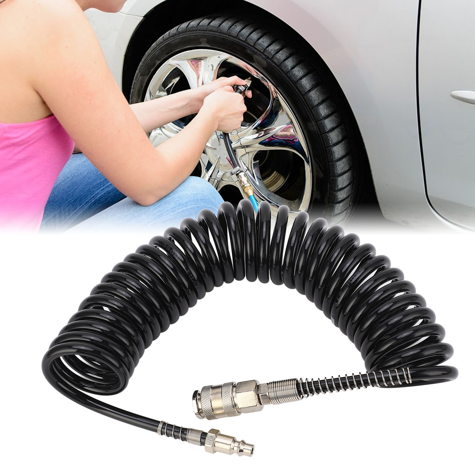 Kfz-reparaturwerkzeug, 3-in-1-schnellanschluss-reifenfüllschlauch (weiblich) Für Motorräder Und Autos, Luftpumpen-verlängerungsschlauch, Pneumatische Klemmverschraubung, 3-in-1-pu-luftschlauch (weibli