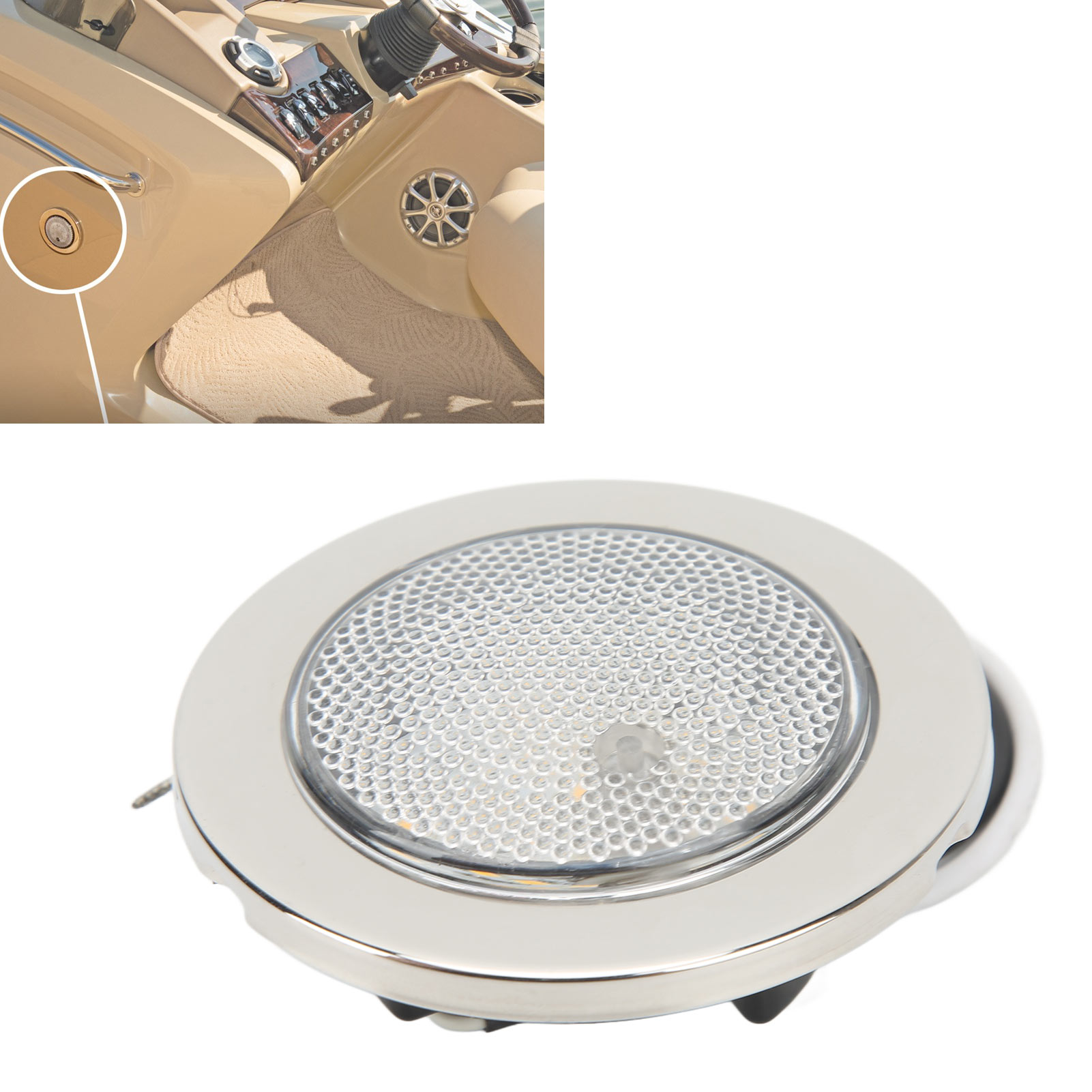 3-zoll-led-dekorationsbeleuchtung Für Wohnmobile Und Yachten, Dc12v-druckknopfschalter Für Lampenschirme, Deckenleuchten Und Niedervolt-wandleuchten, Warmweißes Licht, Edelstahlgehäuse (69330c-ss9-3ke