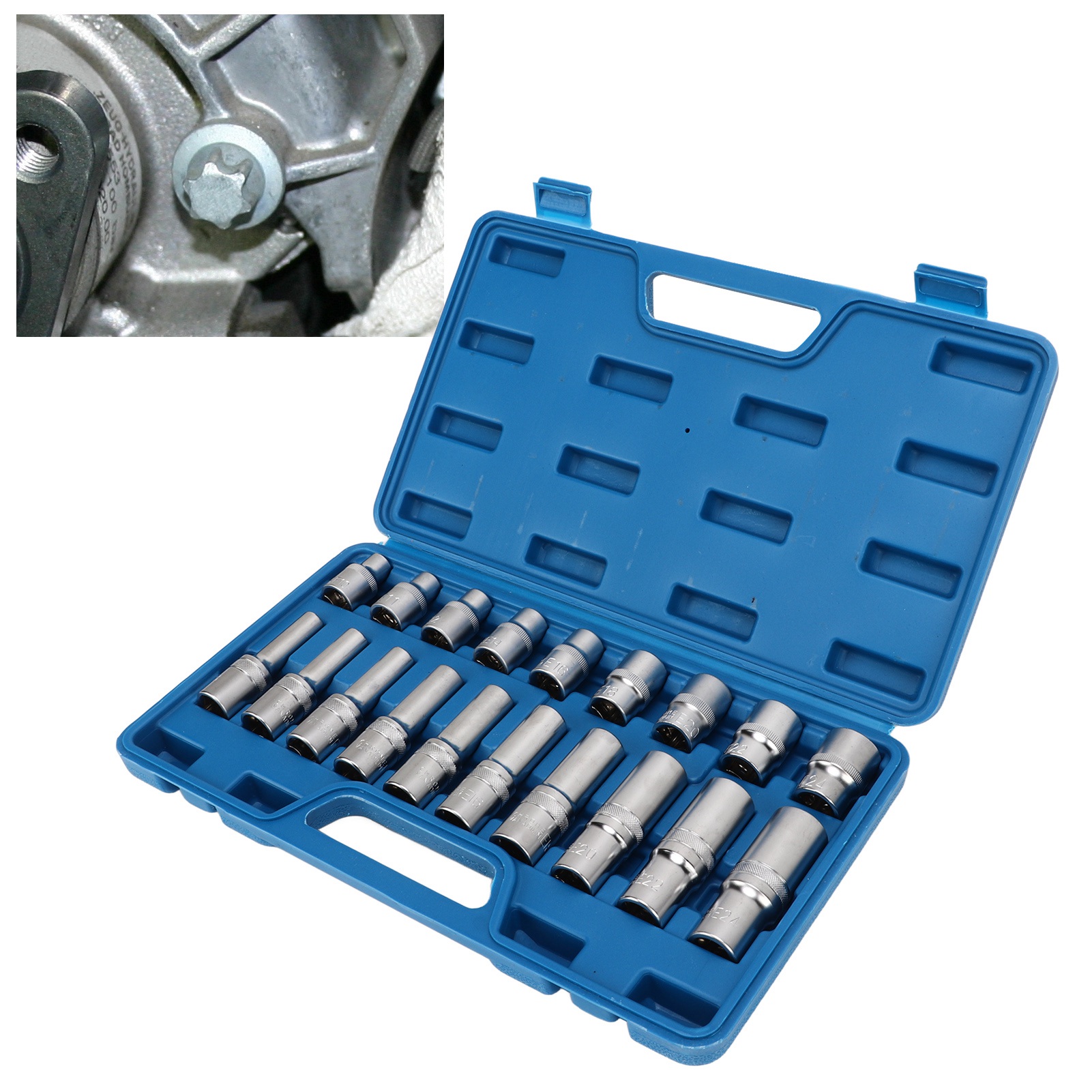 Satz Mit 19 Torx E-torx 1/2"-steckschlüsseln E8-e24 (zk-150) (lieferung In Einem Karton) (übergewicht)