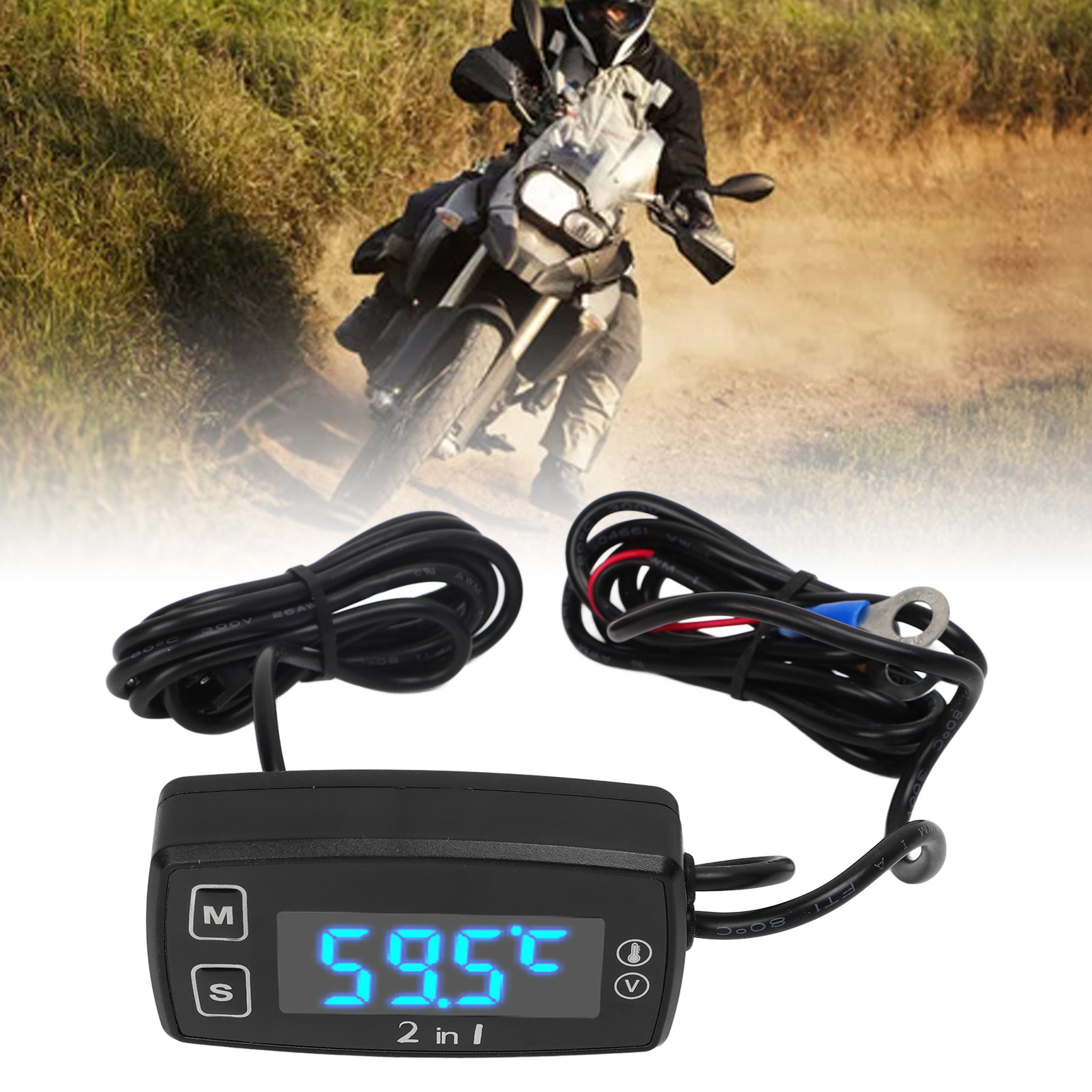 Pt100 2 In 1 Lcd-digitalanzeige: Spannungs- Und Temperaturanzeige Für Motorräder, Rasenmäher, Außenbordmotoren Und Tm008-motoren (batterie Nicht Im Lieferumfang Enthalten).