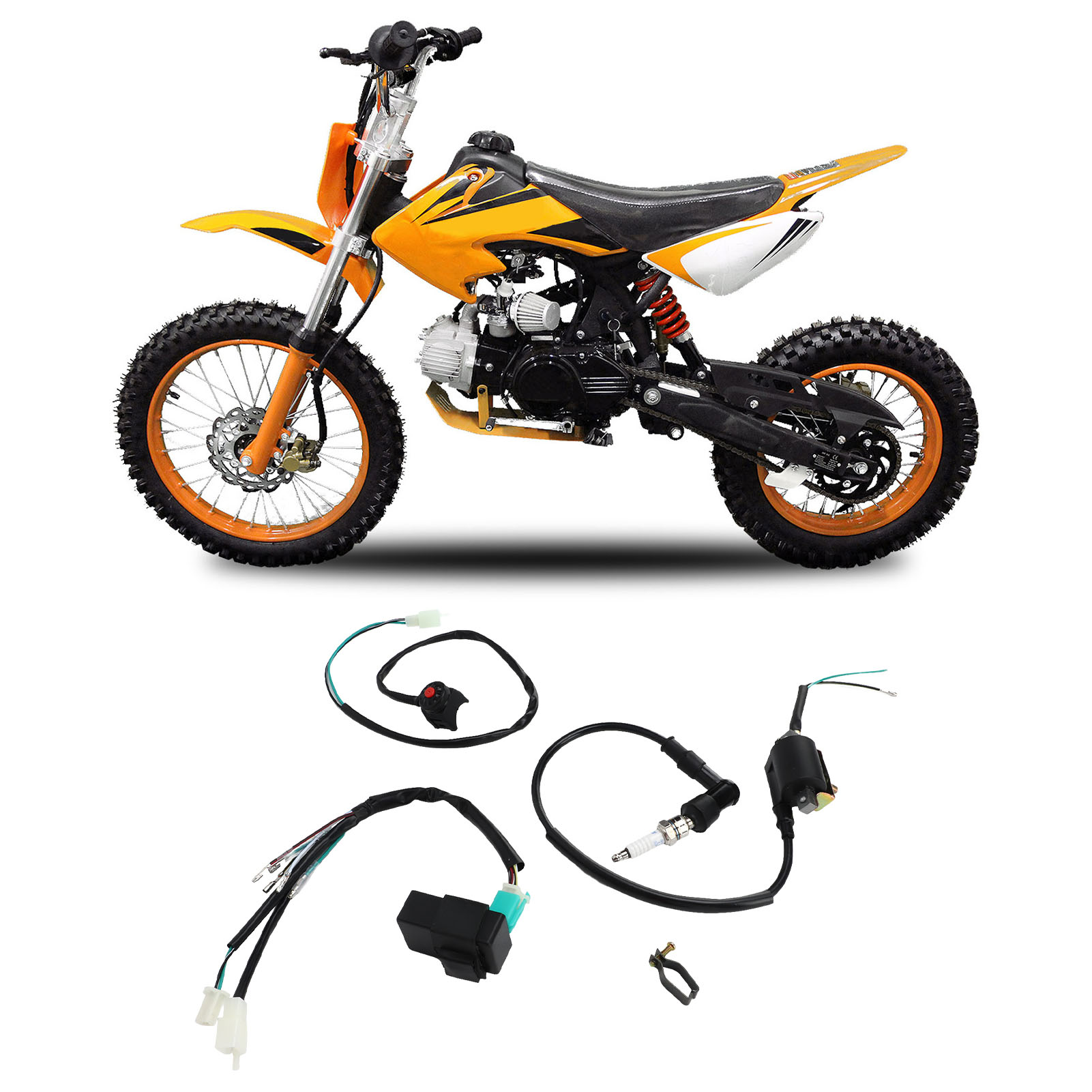 Elektrischer Kabelbaumsatz Für Offroad-motorräder Mit Kickstarter, Kompatibel Mit Offroad-motorrädern Von 50 Bis 160 Cm³ (dirt Bike, Pit Bike Und Quad).