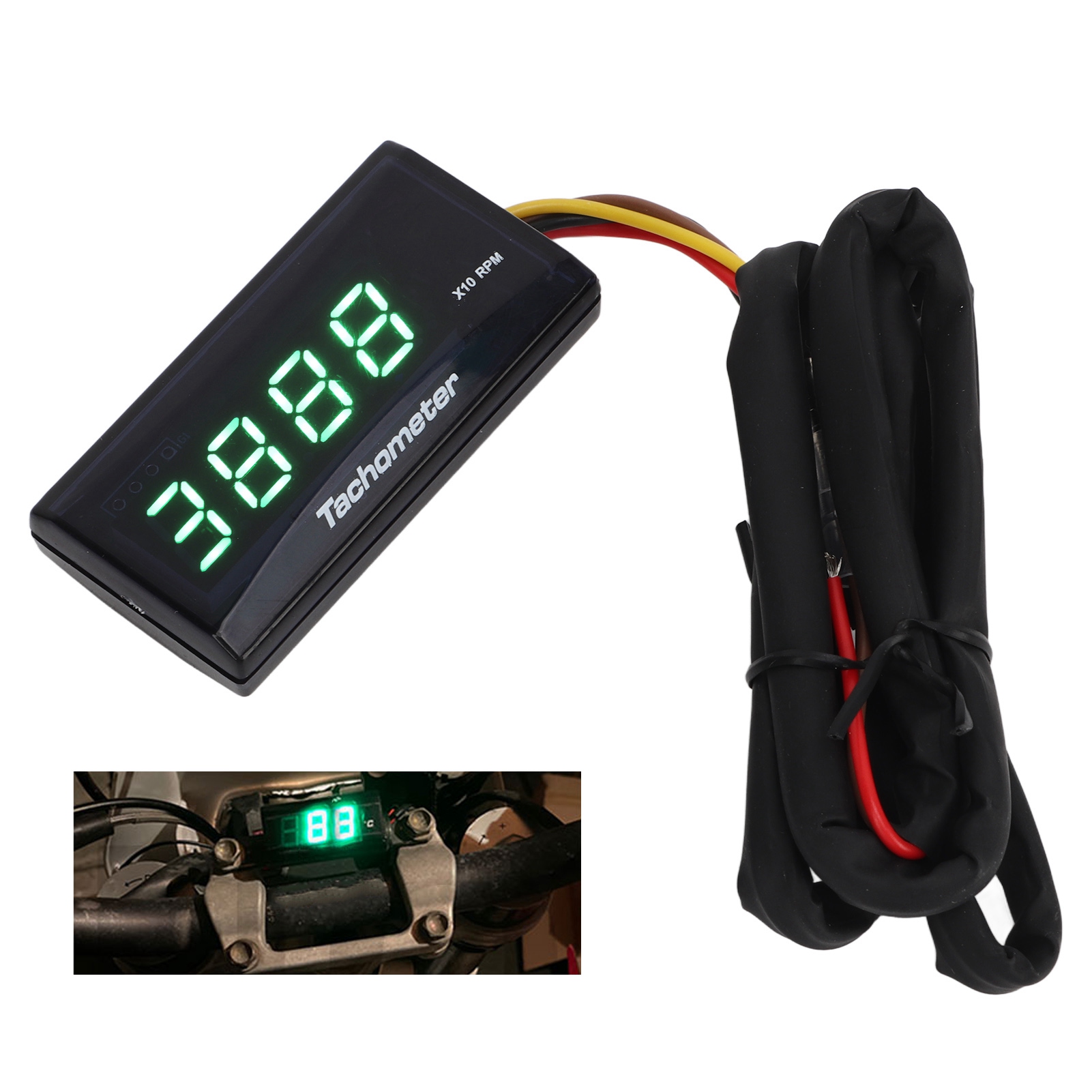 Ultradünner Universeller Lcd-drehzahlmesser Dc12v (grün) Für Motorradumbauten