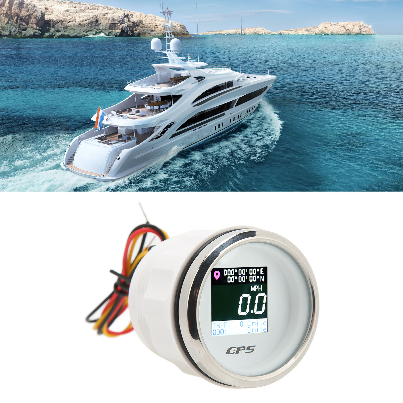 52 Mm Dc 9-32 V Gps-tachometer Und Kilometerzähler, Geeignet Für Yachten, Boote, Wohnmobile Und Motorräder (weißes Zifferblatt Mit Silberner Abdeckung)
