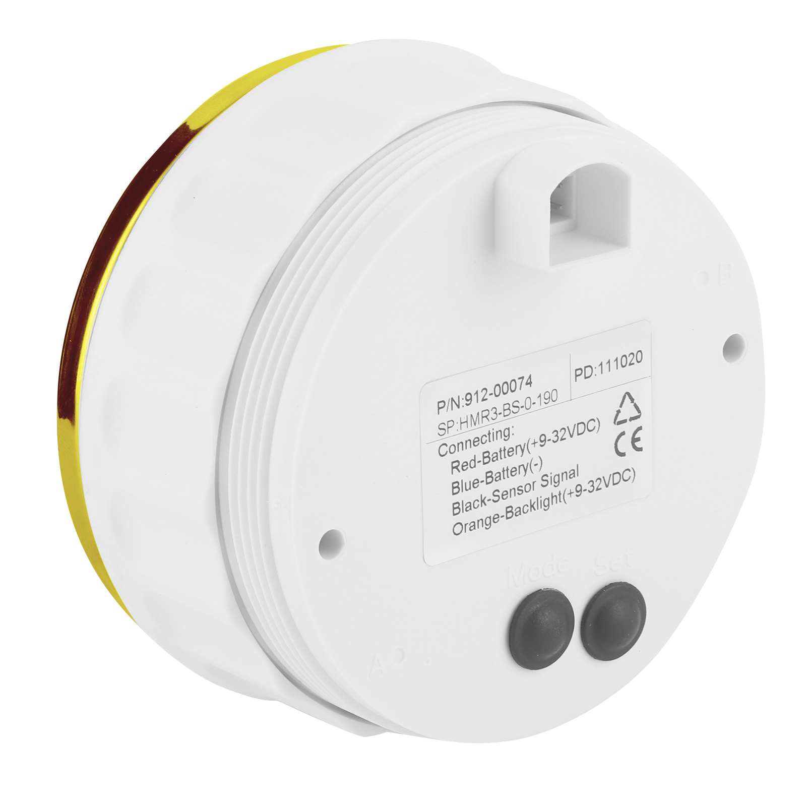 85-mm-balkenwinkelanzeiger, Wasserdicht, Mehrfarbige Hintergrundbeleuchtung, Edelstahl 316l, 9–32 V, Einstellbare Richtung, Weißer Hintergrund Und Goldener Rahmen