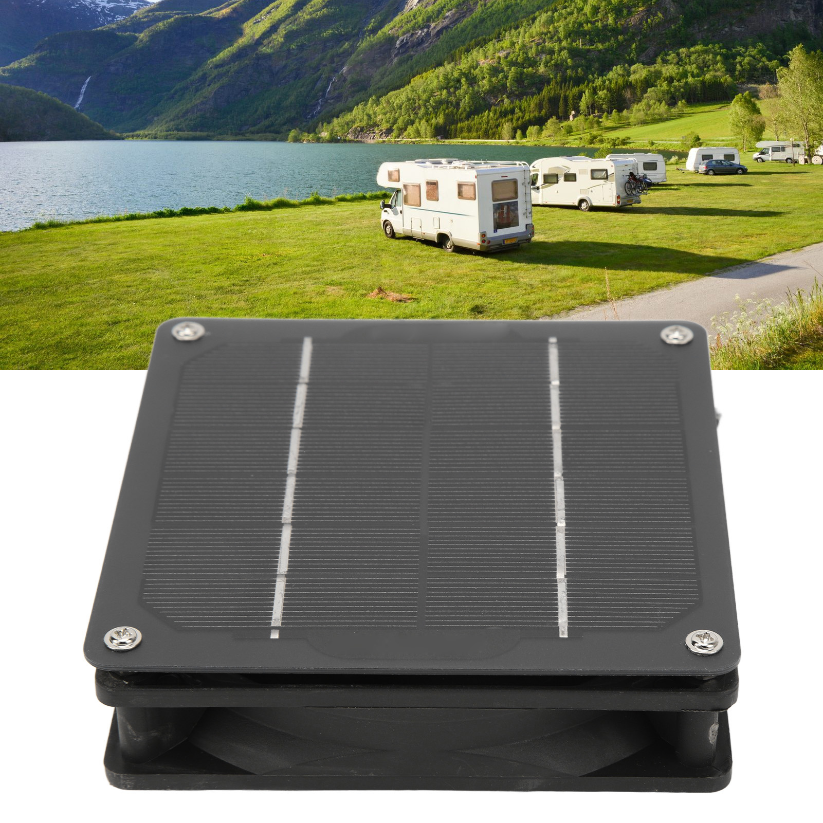 (video Verfügbar) Wohnmobilzubehör: Integriertes 6v 5w Monokristallines Silizium-solarpanel, 15-cm-lüfter