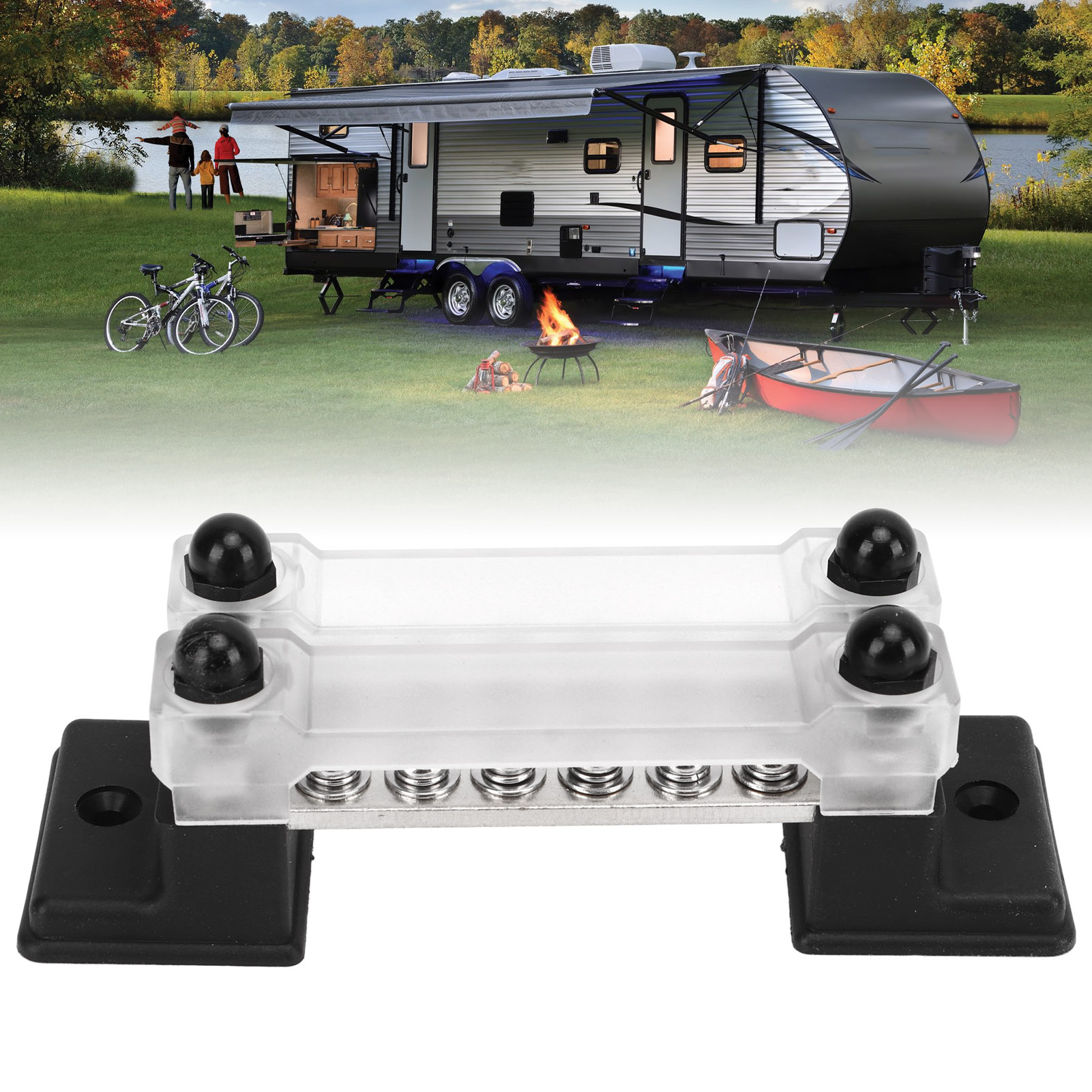 12-kanal-klemmenblock Dc 12-48v Ac 110-300v 150a, Zweireihig Mit Abdeckung, Geeignet Für Wohnmobile Und Schiffe (ohne Sockel).
