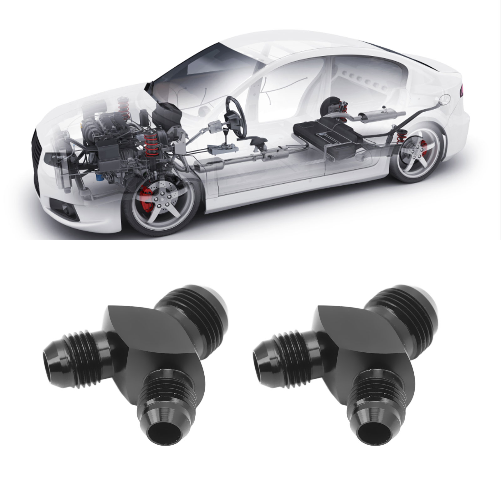2 Aufgeweitete Aluminium-y-adapter 8an (an8) Auf 26an (an6), Schwarz (referenz: Tu-yb04)