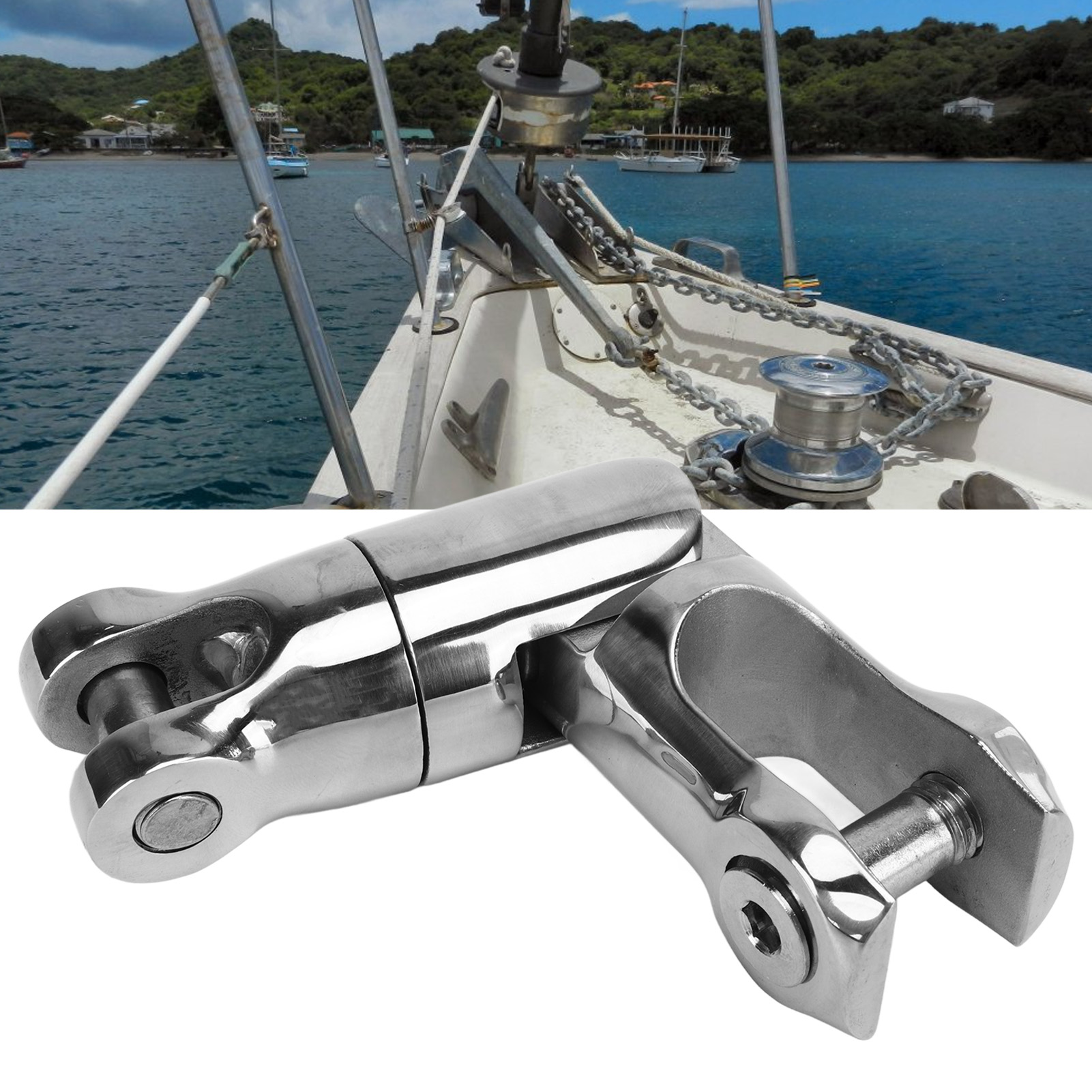 Multidirektionaler Anker Aus Edelstahl 316, Doppelt Drehbares Gelenk 3/8"-1/2" Mit Schraubenschlüssel, Geeignet Für 10-12 Mm Ketten (cp-3012)
