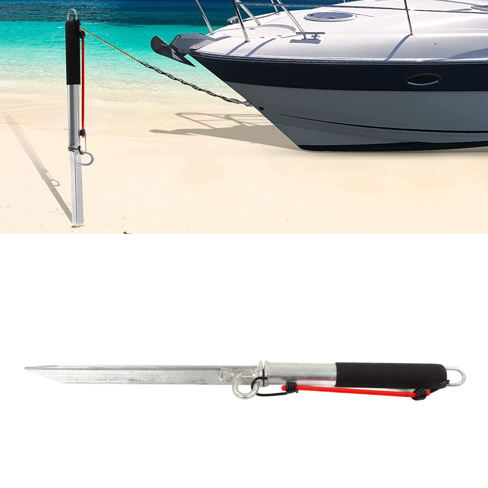 Großer (43,3 Zoll) Rechtwinkliger, Verzinkter Stahlstrandanker Für Boote, Yachten Und Lastkähne, 3 Kg (übergroß).