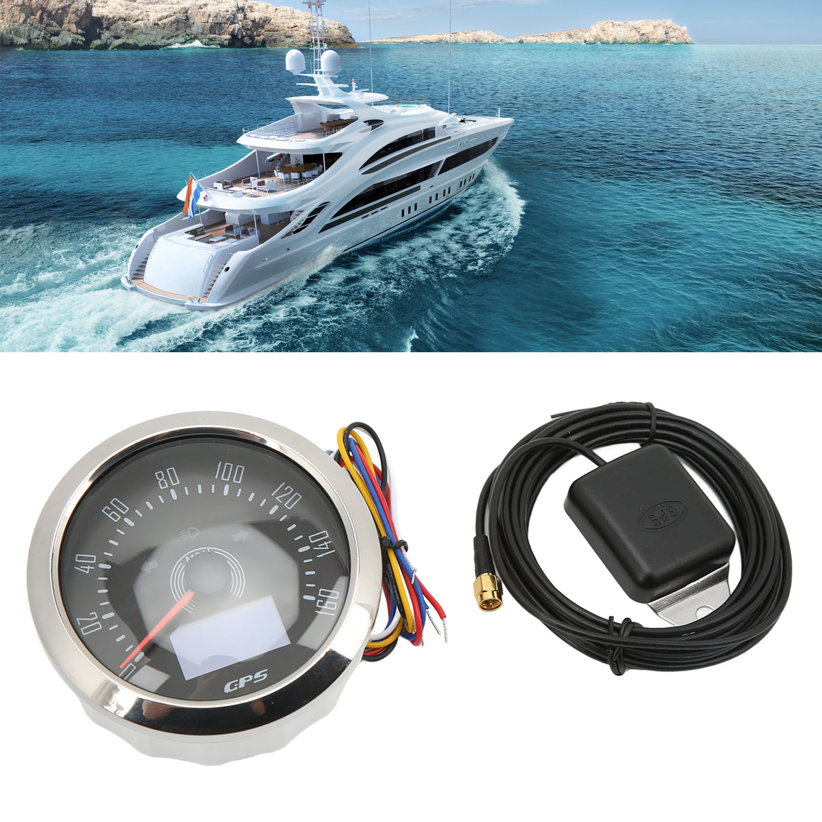 Universeller 160 Mph 3-in-1 Gps-drehzahlmesser Für Boote, Autos, Wohnmobile Und Motorräder, 85 Mm, 9-32 V, Mit 7-farbig Hintergrundbeleuchtetem Schwarzem Zifferblatt.