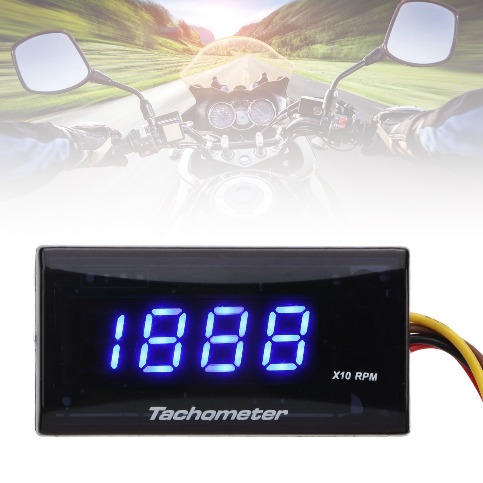 Ultradünner Universeller Dc12v Lcd-drehzahlmesser Für Motorradumbauten (blau)