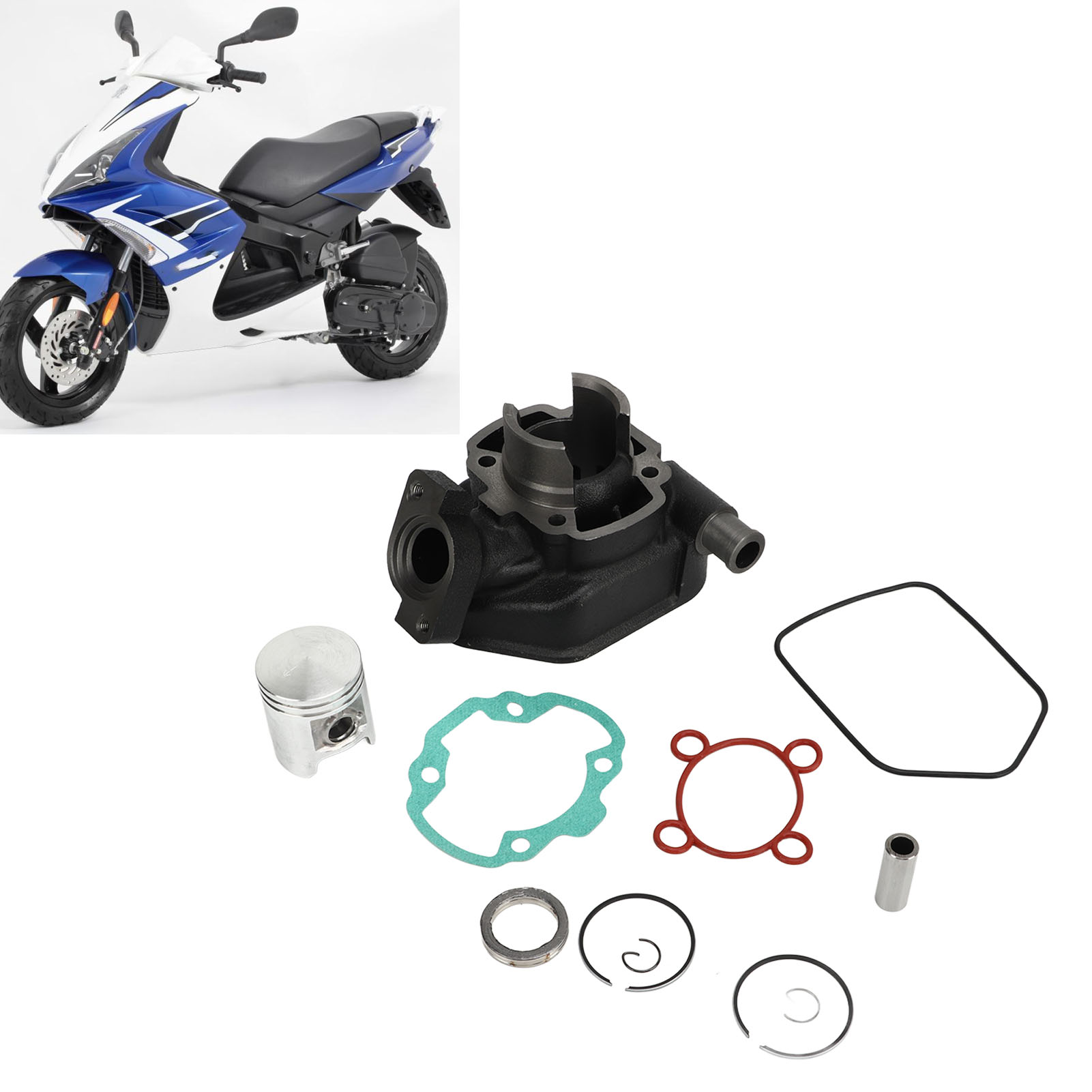 50ccm Zylinderkit, 40mm Bohrung, Kompatibel Mit Peugeot Jetforce Speedfight 3-, 4- Und 2-takt (übergewicht) (farbe Des Distanzstücks Ist Zufällig)